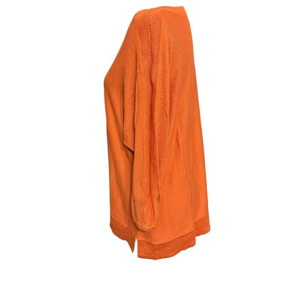 Chico's Sweater Size 3 XL Orange 3/4 Sleeve Touch of Cashmere Shirt Top - Picture 4 of 11